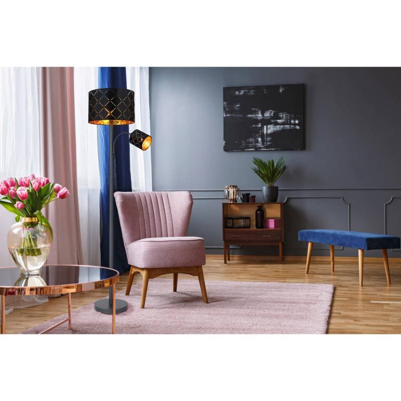 Globo Stehlampe Sunna 2-flammig Schwarz 350 x 1620 mm von Globo