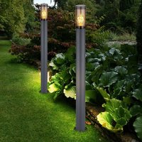 Globo - Stehlampe Wegeleuchte Pollerleuchte außen Gartenlampen anthrazit IP44 Standleuchte Terrasse, Edelstahl rauchfarben, 1x E27 Fassung, DxH von Globo