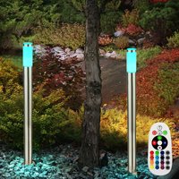 Stehlampe dimmbar mit Fernbedienung Stehleuchte Außenlampe Gartenleuchte Wegelampe, rgb Farbwechsel Edelstahl opal silber, 8,5W 806lm warmweiß, DxH von Globo