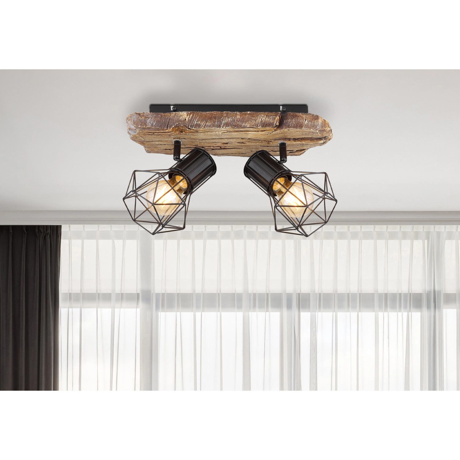 Globo Strahler Priska 2-flammig Schwarz 385 x 120 x 230 mm Globo Strahler Priska 2-flammig Schwarz 385 x 120 x 230 mm von Globo