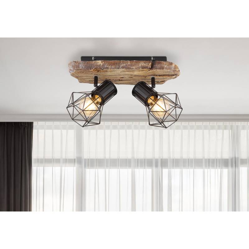 Globo Strahler Priska 2-flammig Schwarz 385 x 120 x 230 mm von Globo