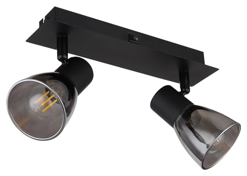 Globo Strahler - Schwarz matt - Rauchfarben - Glas - Metall - 2-flammig - B 25 cm Globo Strahler - Schwarz matt - Rauchfarben - Glas - Metall - 2-flammig - B 25 cm von GLOBO