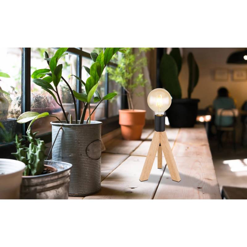 Globo Tischlampe Kira 1-flammig Dunkelbraun 200 x 265 mm von Globo