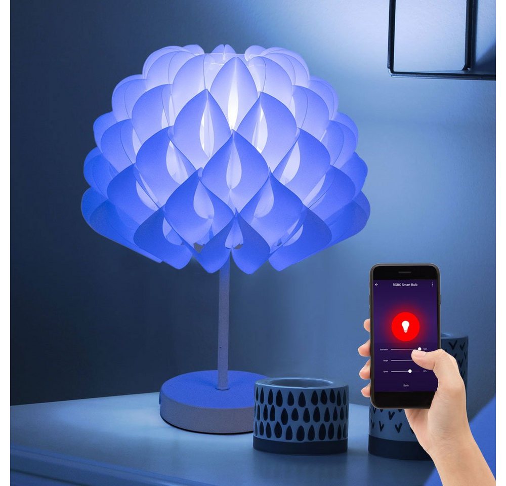 Globo Tischleuchte, Leuchtmittel inklusive, Kaltweiß, Warmweiß, Neutralweiß, Tageslichtweiß, Farbwechsel, Smart RGB LED Nachttischleuchte Tischlampe App Steuerung dimmbar CCT von Globo