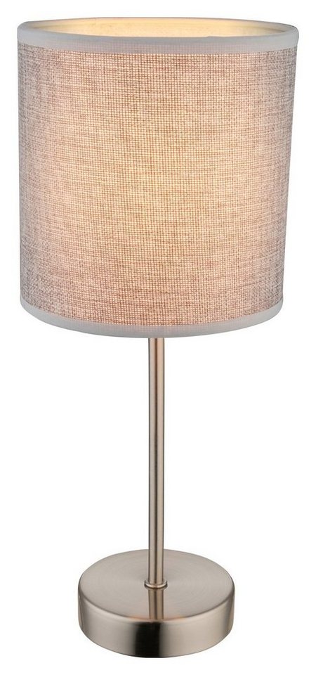 Globo Tischleuchte BABIRYE, 1-flammig, Grau, Nickel, H 35 cm, ohne Leuchtmittel, Lampenschirm aus Stoff von Globo