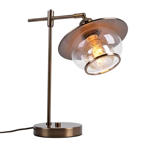 GLOBO Tischleuchte dimmbar mit Fernbedienung LED Tischlampe Schreibtischlampe Wohnzimmerleuchte Leseleuchte, RGB Farbwechsel, Metall bronzefarben Glasschirm, 8,5W 806lm warmweiß, H 42 cm von GLOBO