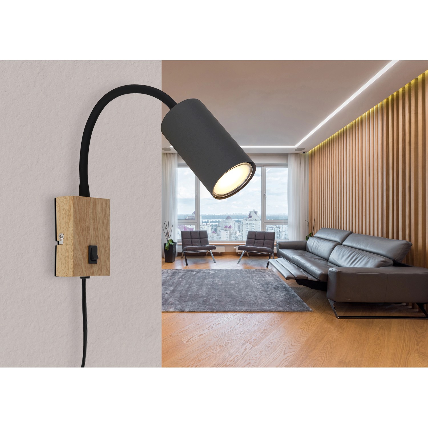 Globo Wandlampe Robby 1-flammig Graphit Dunkel 70 x 440 mm Globo Wandlampe Robby 1-flammig Graphit Dunkel 70 x 440 mm von Globo