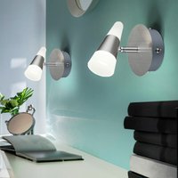 Wandlampe Wandleuchte Wandstrahler Spotlampe Leuchte Nachtlicht, Spot beweglich, Metall Nickel matt satiniert, 1x led 5W 300Lm warmweiß, BxHxT Wandlampe Wandleuchte Wandstrahler Spotlampe Leuchte Nachtlicht, Spot beweglich, Metall Nickel matt satiniert, 1x led 5W 300Lm warmweiß, BxHxT von Globo