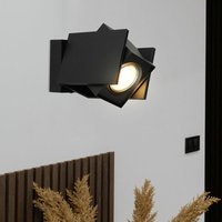 Wandlampe schwarz Flurleuchte Wohnzimmerlampe Wandleuchte Schlafzimmerleuchte mit beweglichem Spot, Metall Alu, 1x GU10, LxH 7,8x 15,7 cm von Globo