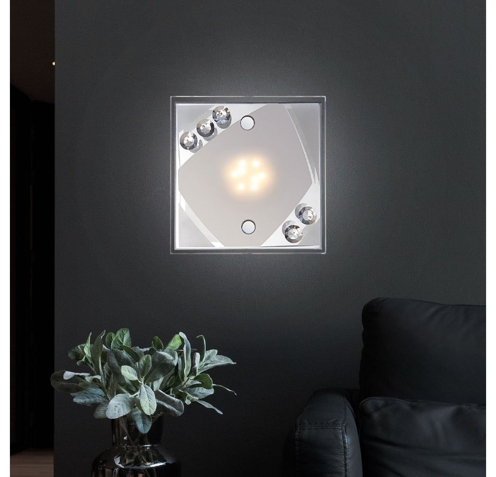 Globo LED Wandleuchte, Leuchtmittel inklusive, Warmweiß, Wandlampe Wandleuchte Flurlampe LED Wohnzimmerlampe Kristalle von Globo
