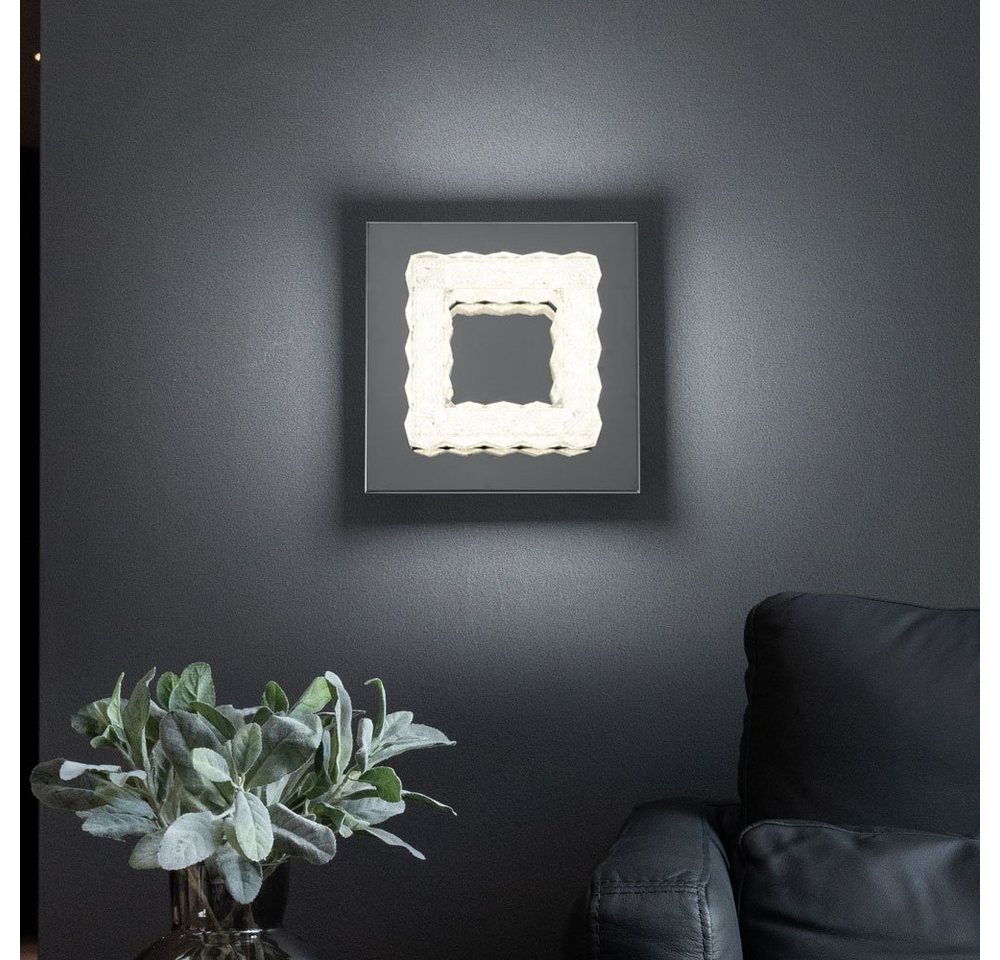 Globo LED Wandleuchte, LED-Leuchtmittel fest verbaut, Neutralweiß, LED Design Wand Leuchte Kristall Strahler Wohn Ess Zimmer Chrom von Globo