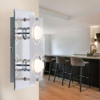 Wandleuchte Badezimmer Flurleuchte Wand Chrom Wandlampe Glas Wohnzimmer, verspiegelt, 2x led 4W 350Lm warmweiß, LxBxT 27x16x9 cm von Globo