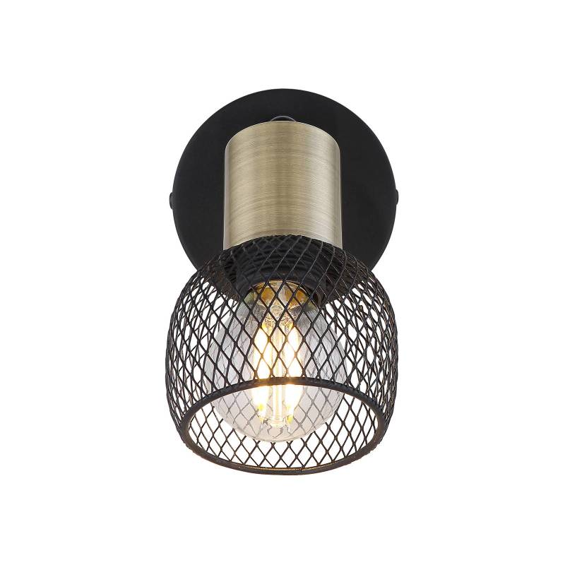 Wandleuchte Fiastra, schwarz/altmessing von Globo