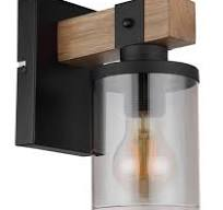 Globo Wandleuchte Lila Mit Holz Ausleger Und Glasschirm Wandlampe Lampe Leuchte B-Ware von Globo
