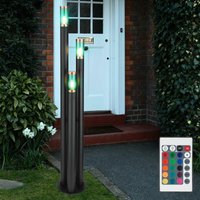 Wegeleuchten Außen Edelstahl Außenlampe Standleuchte Gartenleuchte schwarz, Kupfer rauchfarben, Fernbedienung dimmbar, 3x rgb led 8,5W 806Lm, DxH 28 von Globo