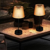 Led Außenlampe Solarlampe Tischleuchte Gartendeko Kristallleuchte, amber schwarz Kunststoff, Akku IP44, 3000K warmweiß, 2er Set, h 29 cm von Globo