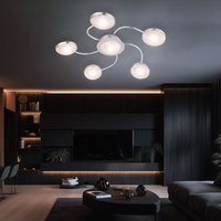 Led Deckenleuchte 6 flammig Deckenstrahler Nickel matt Chrom Alu Deckenlampe, 5 Arme, 6x led 345lm warmweiß, 43x6cm, Wohnzimmer Flur Schlafzimmer von Globo