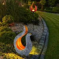 Led Solarleuchte Flammenoptik Außenleuchte Garten Solarlampe Skulptur Gartenlampe, IP44 Akku, schwarz grau goldfarben, 2er Set von Globo