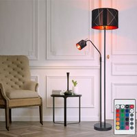 Led Stehleuchte mit Leselampe Deckenfluter dimmbar mit Fernbedienung, rgb Farbwechsel, Metall Textil schwarz gold, Leseleuchte flexibel, 1x 8,5W Led Stehleuchte mit Leselampe Deckenfluter dimmbar mit Fernbedienung, rgb Farbwechsel, Metall Textil schwarz gold, Leseleuchte flexibel, 1x 8,5W von Globo