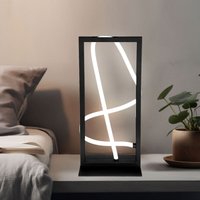 Led Tischleuchte Tischlampe Wohnzimmerlampe Beistellleuchte Nachttischleuchte, Metall Alu Kunststoff schwarz weiß opal, 1x 13,2W 530Lm 3000K von Globo