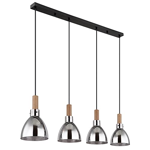 GLOBO Hängelampe Esstisch Pendelleuchte schwarz Wohnzimmerleuchte modern, 4-flammig Holzoptik Glas rauch, Metall matt, 4x E27 Fassung, LxBxH 105x16x120 cm GLOBO Hängelampe Esstisch Pendelleuchte schwarz Wohnzimmerleuchte modern, 4-flammig Holzoptik Glas rauch, Metall matt, 4x E27 Fassung, LxBxH 105x16x120 cm von GLOBO