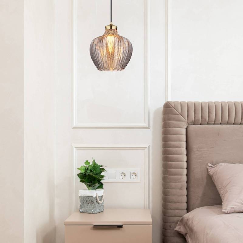 Hängelampe Jessica, Ø 25 cm, rauchgrau, Glas Hängelampe Jessica, Ø 25 cm, rauchgrau, Glas von Globo