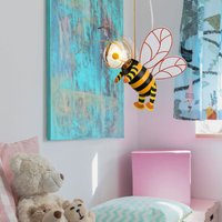Hängelampe Kinderzimmer Pendelleuchte Biene led Schlafzimmerlampe Junge Mädchen, Metall schwarz gelb, led 7W 700lm 2700K warmweiß, LxBxH 36x25x120 cm von Globo