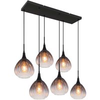 Hängelampe Pendellampe Esstischlampe Rauchglas 6 flammig Wohnzimmerlampe h 120cm von Globo