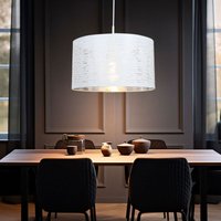 Hängelampe Pendelleuchte Deckenlampe Esszimmerleuchte Küchenlampe Wohnzimmerleuchte in weiß, Metall chrom, rund, 1x E27, DxH 38x120 cm von ETC-SHOP