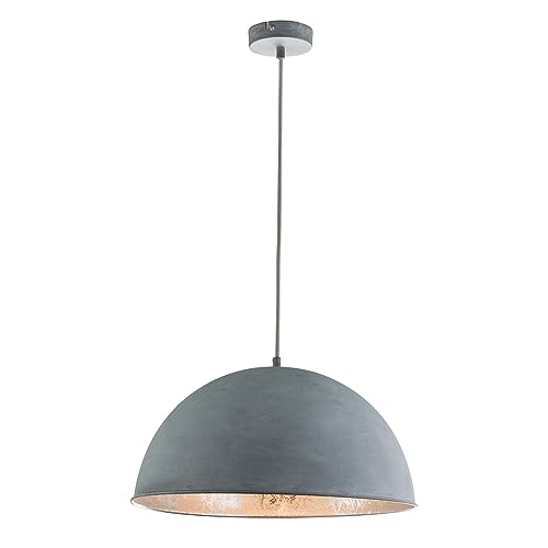 Globo Hängelampe Vintage Esszimmer mit LED Lampe - 41 cm Hängeleuchte Industrial - Betonoptik - Industrie Pendellampe - Küchenlampe - Pendelleuchte - Höhenverstellbar max 120 cm - Fassung E27-7 Watt von Globo