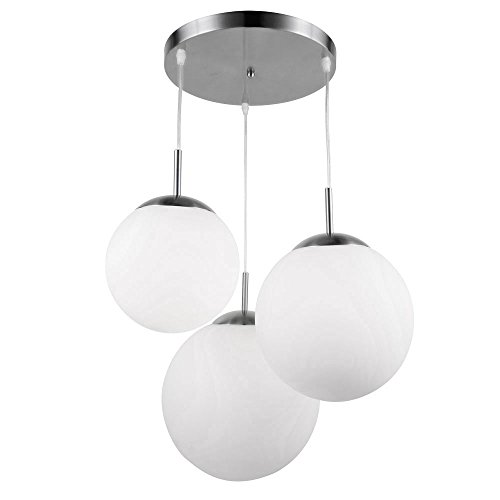 Hängelampe Wohnzimmerleuchte Kugel Pendelleuchte Glas mit unterschiedlich großen Lampenschirmen, Metall, 3x LED 8 W 806lm warmweiß, DxH 52x80 cm von Globo