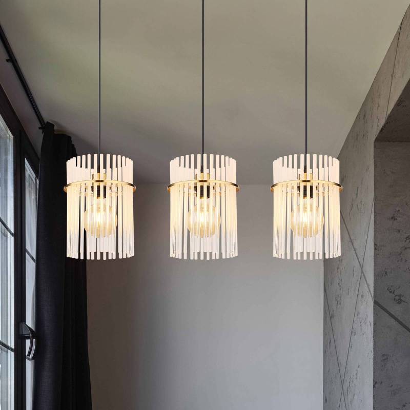 Hängeleuchte Gorley, Länge 80 cm, goldfarben/opal, 3-flg. Hängeleuchte Gorley, Länge 80 cm, goldfarben/opal, 3-flg. von Globo