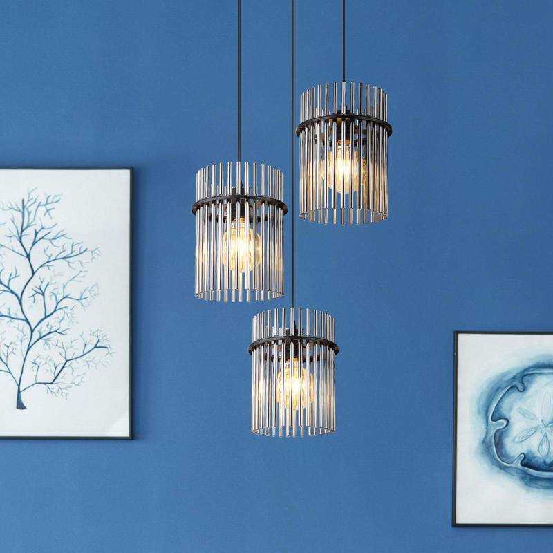 Hängeleuchte Gorley, Ø 47 cm, rauchgrau, 3-flg., Glas Hängeleuchte Gorley, Ø 47 cm, rauchgrau, 3-flg., Glas von Globo