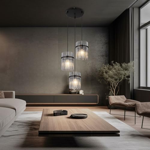 GLOBO LIGHTING LED Hängeleuchte Pendellampe Esszimmerleuchte Wohnzimmerlampe Deckenleuchte, Metall Glasstäbe schwarz rauchfarben, 3x 7W 806Lm warmweiß, H 140 cm GLOBO LIGHTING LED Hängeleuchte Pendellampe Esszimmerleuchte Wohnzimmerlampe Deckenleuchte, Metall Glasstäbe schwarz rauchfarben, 3x 7W 806Lm warmweiß, H 140 cm von GLOBO