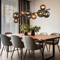 Hängeleuchte Pendellampe Esszimmerleuchte Wohnzimmerlampe Küchenleuchte, Glaskugeln grau Metall, 9 Flammig G9, led 3,5W 350Lm 3000K warmweiß, h 120 cm von Globo