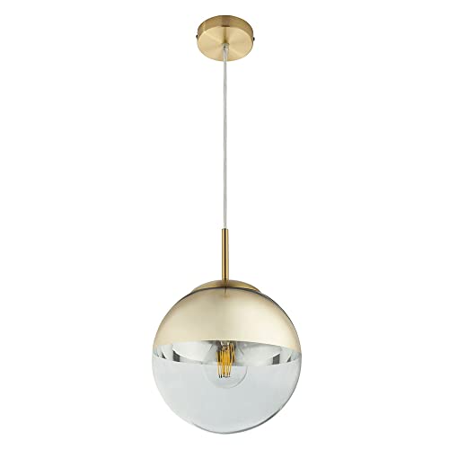 Hängeleuchte mit Glaskugel Pendelleuchte gold transparent Esstischleuchte Wohnzimmerlampe Pendellampe, IP20, 1x E27, Durchmesser x Höhe 20 x 120 cm von Globo