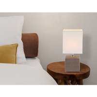 Tischleuchte geri eckig mit Keramikfuß und Stoffschirm, Braun, Höhe 29cm von Globo