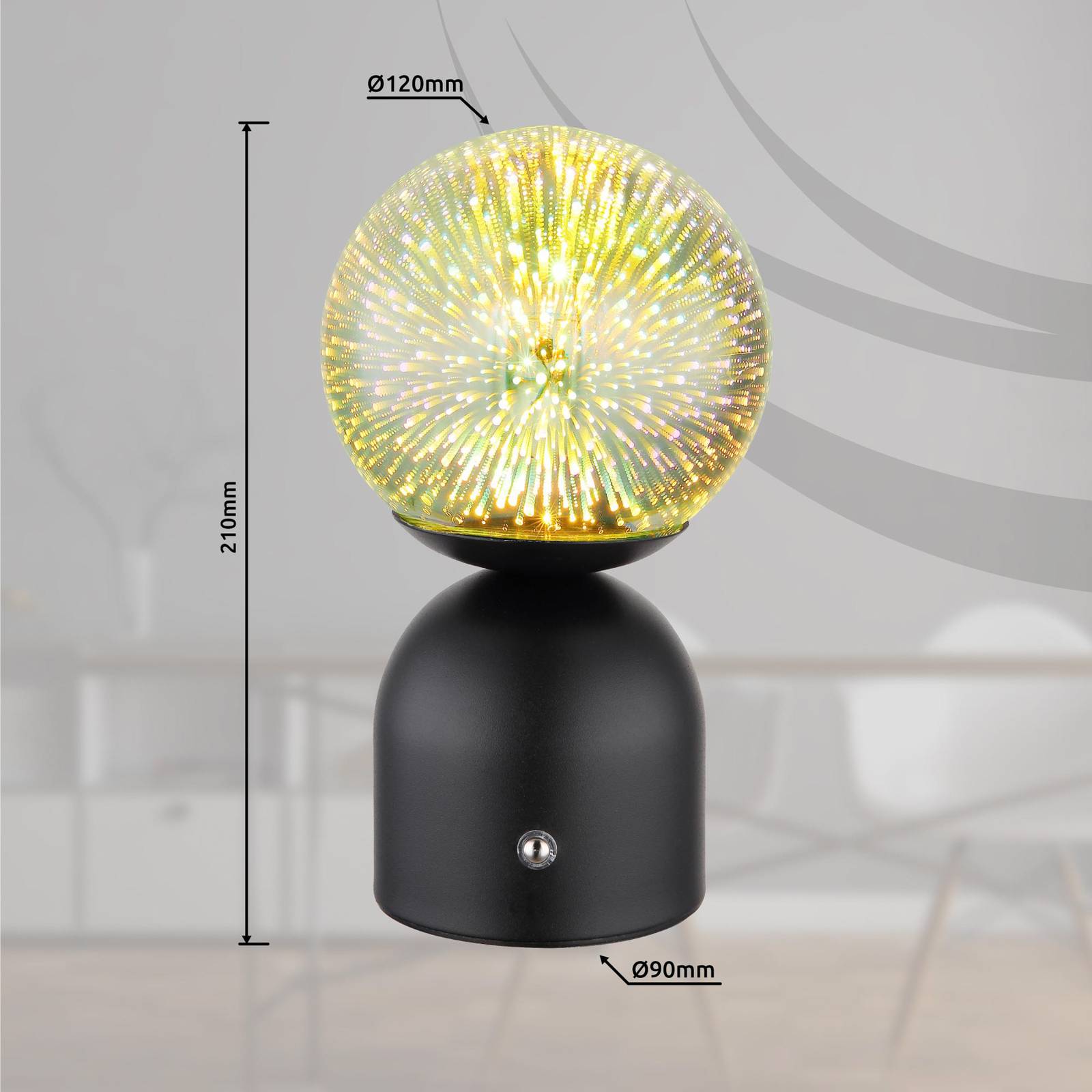 LED-Akku-Tischlampe Julsy, schwarz, 3D, Höhe 21 cm, CCT von Globo