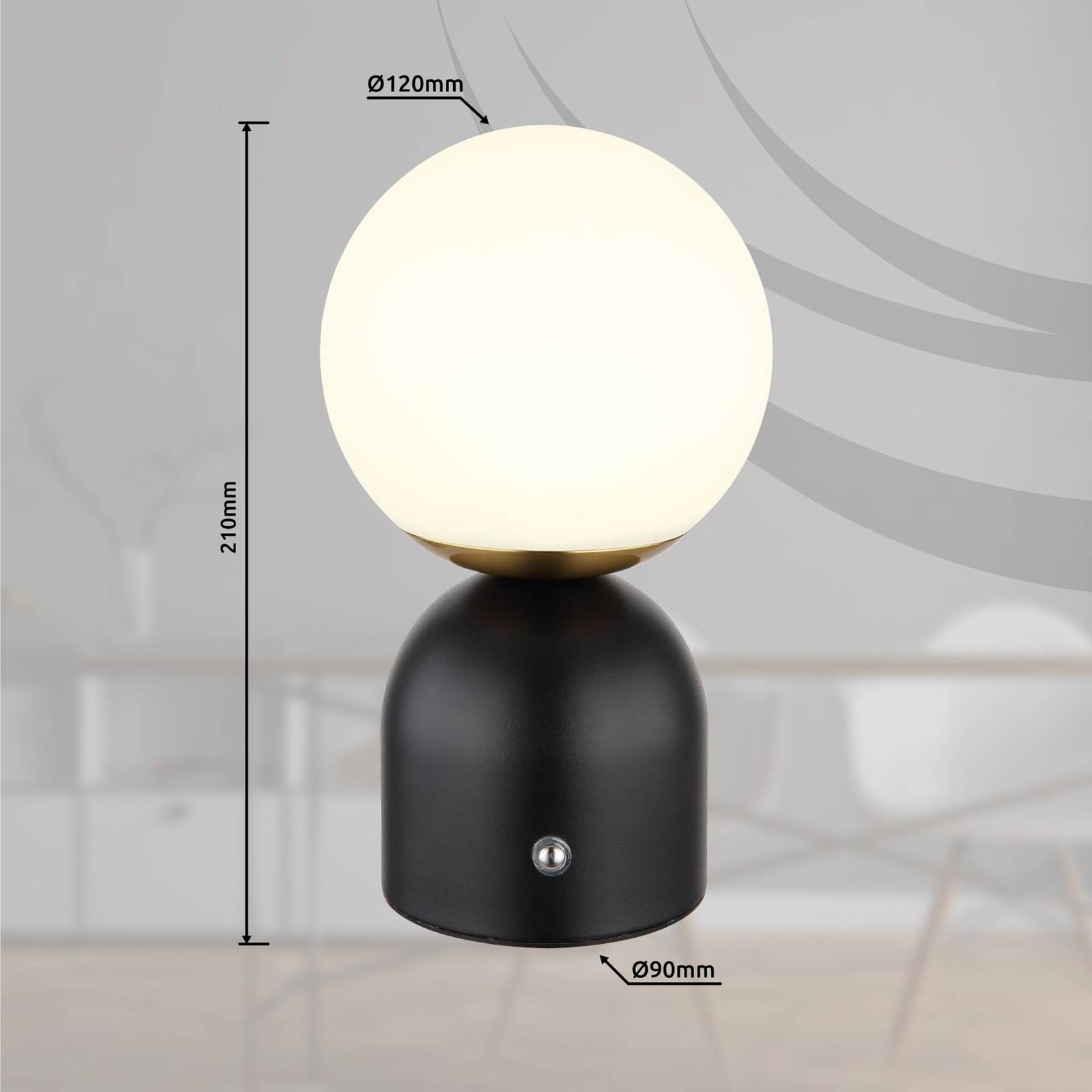 LED-Akku-Tischlampe Julsy, schwarz, Höhe 21 cm, Metall, CCT von Globo