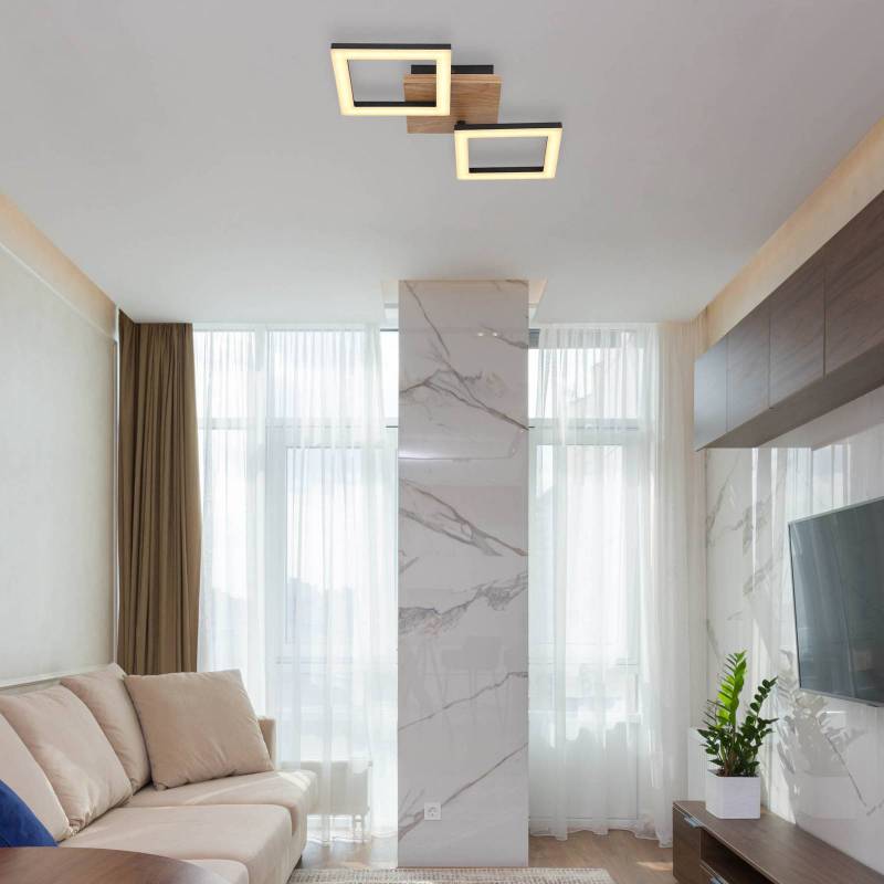 LED-Deckenlampe Kerry, Länge 46 cm, schwarz/dunkelbraun von Globo