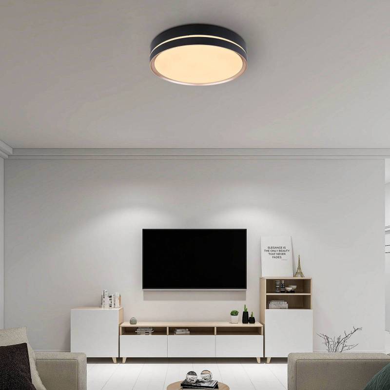 LED-Deckenlampe Manni, Ø 39 cm, schwarz/bronzefarben, CCT LED-Deckenlampe Manni, Ø 39 cm, schwarz/bronzefarben, CCT von Globo