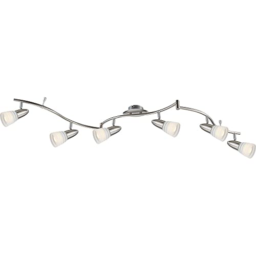 GLOBO LED Deckenleuchte Spotleuchte Wohnzimmerlampe Schlafzimmerleuchte Deckenstrahler, Metall Glas Chrom nickel, 6 Flammig Spots beweglich, 4W 350lm 3000K warmweiß, L 145 cm GLOBO LED Deckenleuchte Spotleuchte Wohnzimmerlampe Schlafzimmerleuchte Deckenstrahler, Metall Glas Chrom nickel, 6 Flammig Spots beweglich, 4W 350lm 3000K warmweiß, L 145 cm von GLOBO