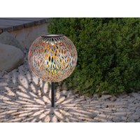 LED Metall Solarkugel Ø 18cm mit Erdspieß, Silber Antik von Globo