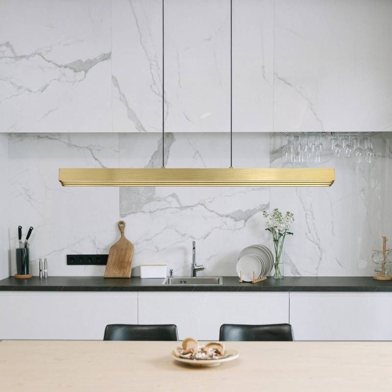 LED-Hängelampe Ethan, messingfarben, 150 cm, ausziehbar LED-Hängelampe Ethan, messingfarben, 150 cm, ausziehbar von Globo