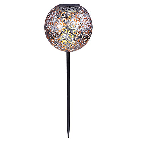 LED Solar Außen Steck Leuchte Terrassen Dekor Geflecht Kugel Erdspieß Lampe silber Globo 33743 von GLOBO