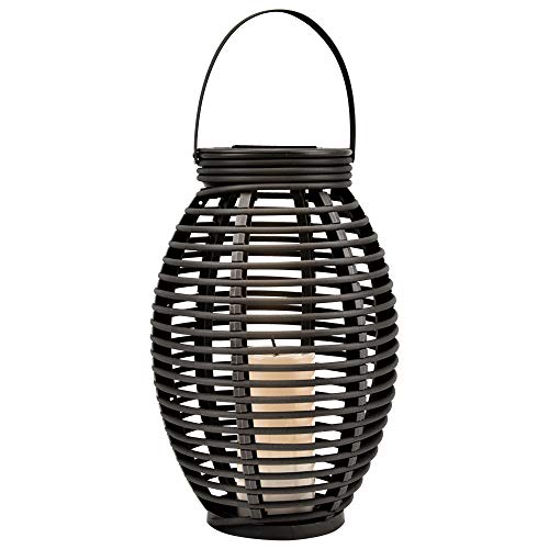 LED Solar Außen Steh Stand Lampe Feuer Flacker Effekt Rattan Terrassen Hänge Leuchte Globo 33284 von GLOBO LIGHTING