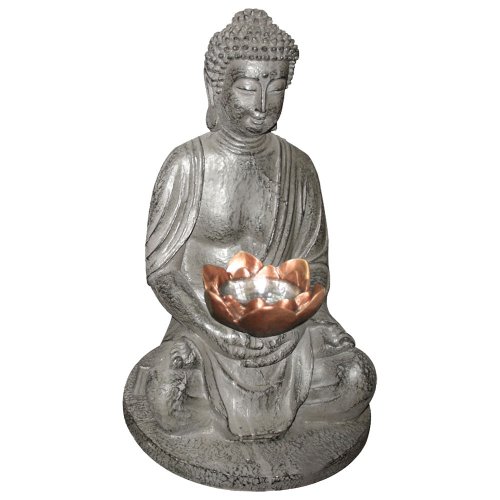 LED Solar Außenleuchte Buddha Leuchte Garten Solarlampe Außen Lampe Dekoleuchte mit bmf-versand Pflegetuch (IP44, inkl. Akku und Leuchtmittel, Größe ca.: Durchmesser 20 cm x Höhe 29,8 cm) von GLOBO