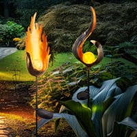 Led Solarlampe Außenleuchte Erdspieß Gartendeko Flammen Design Stecklampe Gartenleuchte Flammen Design, 2er Set Led Solarlampe Außenleuchte Erdspieß Gartendeko Flammen Design Stecklampe Gartenleuchte Flammen Design, 2er Set von Globo
