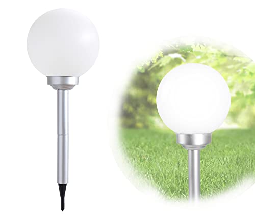 LED Solarlampe mit Erdspieß Wegelampe Solar-Außenleuchte Wegbeleuchtung Schalter Kugel (Gartenlampe, Solarleuchte, Gartenleuchte, Außenlampe, 20 x 52 cm) von Globo