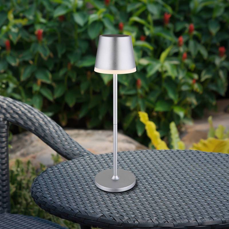 LED-Solarleuchte Metall, silberfarben, Höhe 41 cm, IP44 von Globo